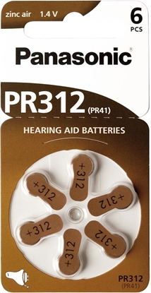 Attēls no Panasonic hearing aid battery PR312L/6DC