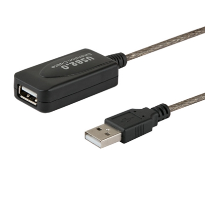 Attēls no SAVIO CL-130 USB active port extension 10m USB 2.0-A male USB 2.0-A female Black