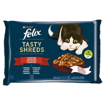 Изображение FELIX Tasty Shreds with beef and chicken - 4x 80g