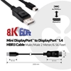 Picture of CLUB3D Mini DisplayPort to DisplayPort 1.4 HBR3 8K60Hz Cable, 2 Meter / 6.56 Feet