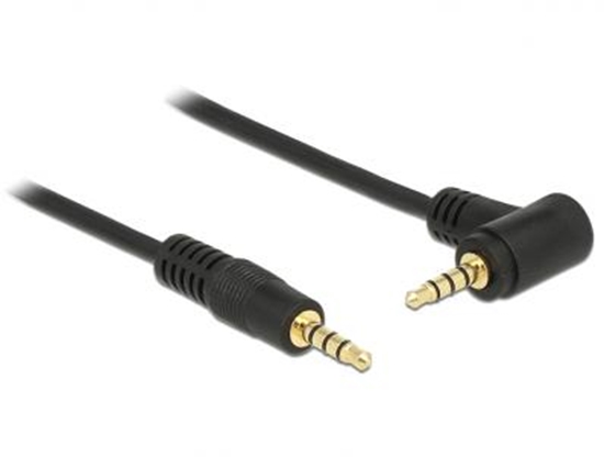 Picture of Delock Cable Stereo Jack 3.5 mm 4 pin male  male angled 2 m black