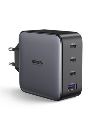 Attēls no UGREEN USB-A+3xUSB-C 100W GaN Tech Fast Wall Charger EU Black