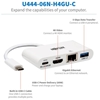 Picture of Tripp Lite U444-06N-H4GU-C USB-C Multiport Adapter - 4K HDMI, USB-A Port, GbE, 60W PD Charging, HDCP, White