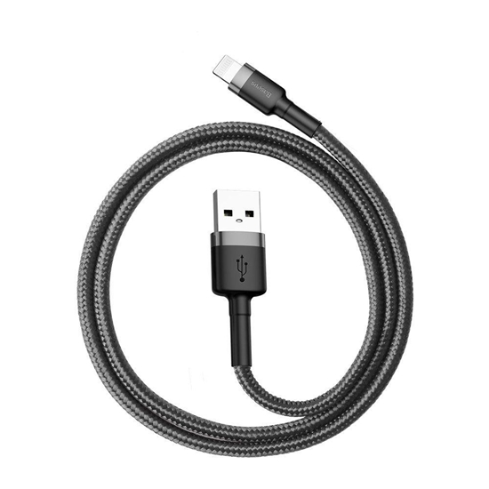 Изображение Baseus CALKLF-AG1 Nylon Datu & Uzlādes vads USB-C QC3.0 2.4A uz Lightning 0.5m Black/Grey