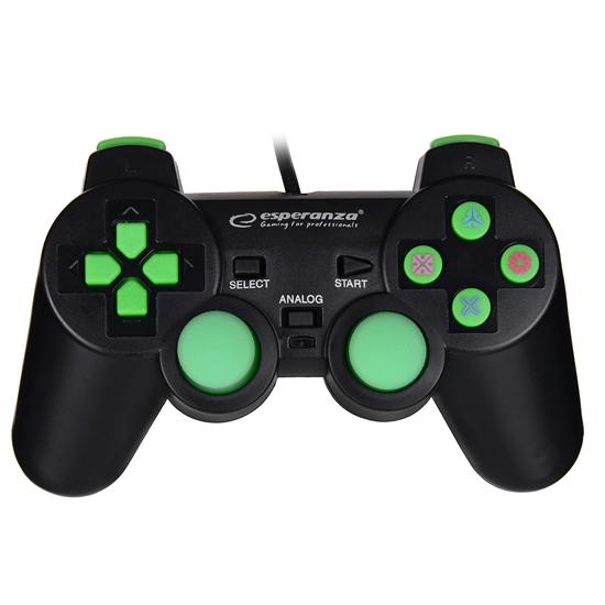 Изображение Esperanza EGG107G Gaming Controller Gamepad PC,Playstation 3 Analogue / Digital USB 2.0 Black/Green