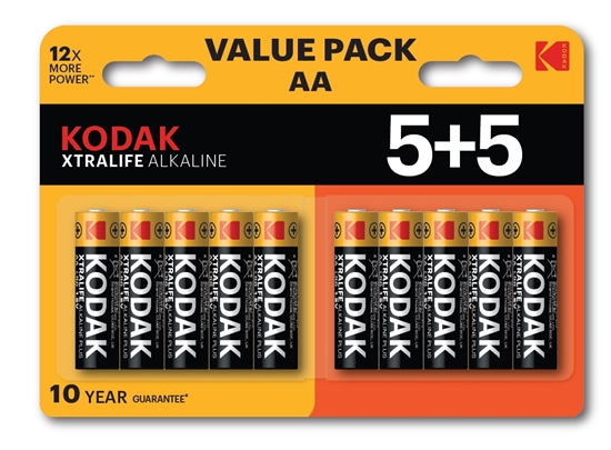 Изображение Kodak XTRALIFE Alkaline AA Battery 10 (5+5 pack)