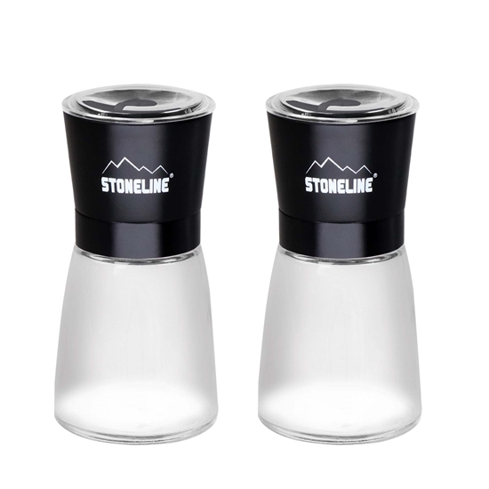 Picture of Stoneline | Salt and pepper mill set | 21653 | Mill | Housing material Glass/Stainless steel/Ceramic/PS | The high-quality ceramic grinder is continuously variable and can be adjusted to various grinding degrees. Spices can be ground anywhere between powd