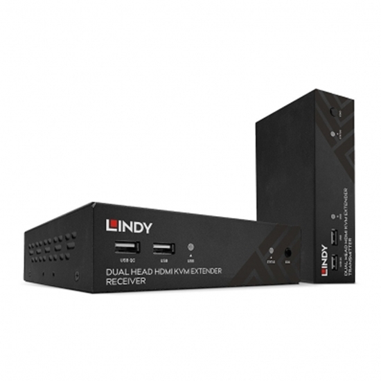 Picture of Lindy 100m HDBaseT Cat.6 Dual Head HDMI, USB, IR & RS-232 KVM Extender