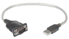 Изображение Manhattan USB-A to Serial Converter cable, 45cm, Male to Male, Serial/RS232/COM/DB9, Prolific PL-2303RA Chip, Equivalent to Startech ICUSB232V2, Black/Silver cable, Three Year Warranty, Blister