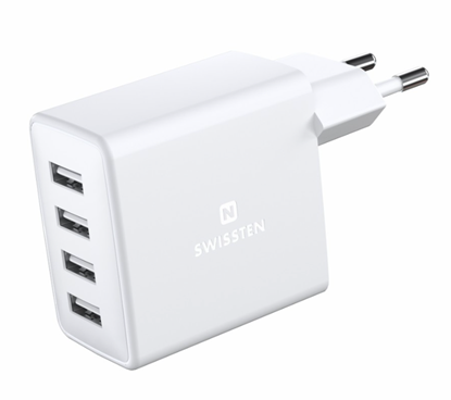 Picture of Swissten Smart IC Premium Travel Charger 4 x USB 4A / 20W With Automatic Optimal Power Charging