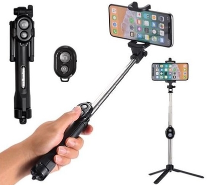 Attēls no RoGer Selfie Stick + Tripod Stand with Bluetooth Remote Control