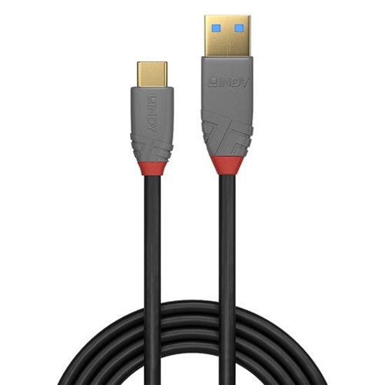 Picture of Lindy 0.5m USB 3.2 Type A to C Cable, 5A PD, Anthra Line