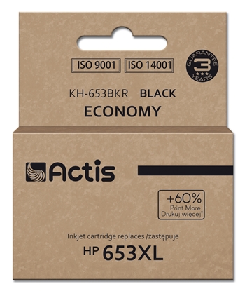 Attēls no Actis KH-653BKR Ink Cartridge (replacement for HP 653XL 3YM75AE; Premium; 20ml; 575 pages; black)