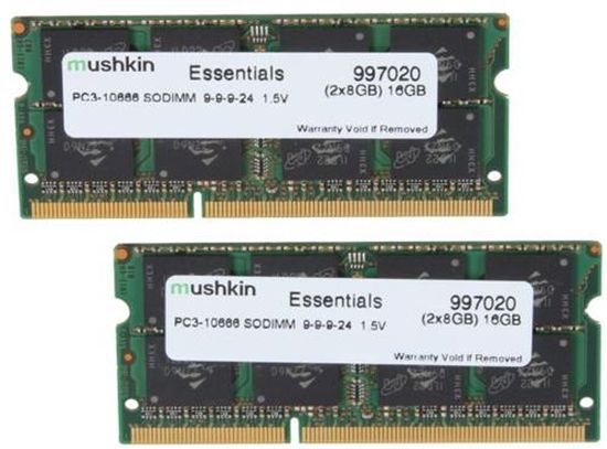 Picture of Pamięć do laptopa Mushkin Essentials, SODIMM, DDR3, 16 GB, 1333 MHz, CL9 (997020)