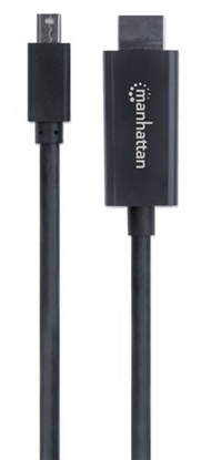 Attēls no Manhattan Mini DisplayPort 1.1 to HDMI Cable, 1080p@60Hz, 1.8m, Male to Male, Black, Three Year Warranty, Polybag