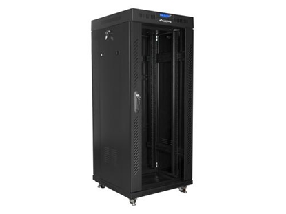 Attēls no Szafa instalacyjna rack stojąca 19 27U 600x600 czarna, drzwi szklane LCD (Flat pack)