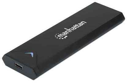 Picture of Manhattan M.2 NVMe SSD Enclosure, USB-C Female Connection, 10 Gbps (USB 3.2 Gen2 aka USB 3.1), UASP-compliant, SuperSpeed+ USB, Aluminum, Black, Three Year Warranty, Box