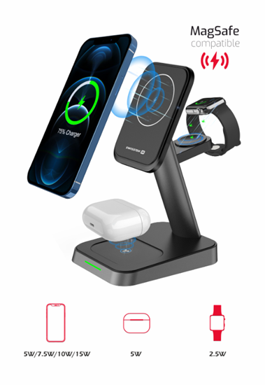 Изображение Swissten 3in1 MagStick 22.5W Wireless Charger