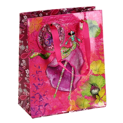 Attēls no Dāvanu maisiņš Sieviete 2ass lillā/rozā 20x8x17cm