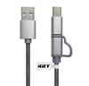 Изображение Kabel USB iGET USB-A - microUSB + USB-C 1 m Srebrny (G2V1)