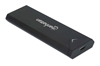 Picture of Manhattan M.2 NVMe SSD Enclosure, USB-C Female Connection, 10 Gbps (USB 3.2 Gen2 aka USB 3.1), UASP-compliant, SuperSpeed+ USB, Aluminum, Black, Three Year Warranty, Box