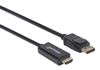 Picture of Manhattan DisplayPort 1.1 to HDMI Cable, 1080p@60Hz, 3m, Male to Male, DP With Latch, Black, Not Bi-Directional, Three Year Warranty, Polybag