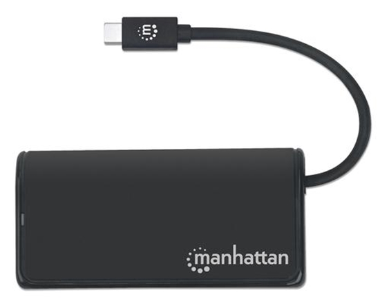 Picture of Manhattan USB-C Dock/Hub, Ports (4): USB-A (x4), 5 Gbps (USB 3.2 Gen1 aka USB 3.0), External Power Supply Not Needed, Equivalent to HB30CM4AB, SuperSpeed USB, Black, Three Year Warranty, Retail Box