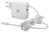 Изображение Manhattan Wall/Power Mobile Device Charger (Euro 2-pin), USB-C and USB-A ports, USB-C Output: 60W / 3A, USB-A Output: 2.4A, USB-C 1m Cable Built In, White, Phone Charger, Three Year Warranty, Box