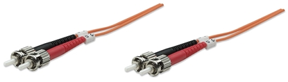 Attēls no Intellinet Fiber Optic Patch Cable, OM1, ST/ST, 2m, Orange, Duplex, Multimode, 62.5/125 µm, LSZH, Fibre, Lifetime Warranty, Polybag