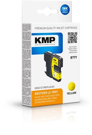 Picture of KMP B77Y ink cartridge yellow compatible w. Brother LC-980 Y