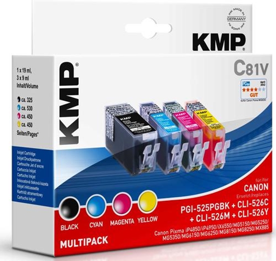 Picture of KMP C81V Promo Pack BK/C/M/Y comp. w. PGI-525/CLI-526