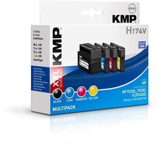 Picture of KMP H174V Multipack BK/C/M/Y comp. with HP C2P42AE 932/933 XL