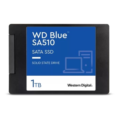 Attēls no SSD|WESTERN DIGITAL|Blue SA510|1TB|SATA 3.0|Write speed 510 MBytes/sec|Read speed 560 MBytes/sec|2,5"|TBW 400 TB|MTBF 1750000 hours|WDS100T3B0A