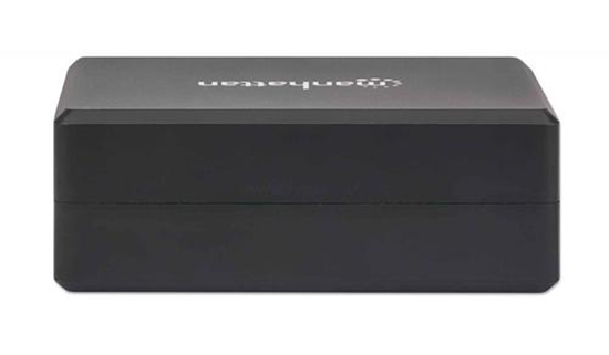 Picture of Manhattan Smart Video Multiport Dock, Ports (x5): HDMI Port, USB-A (x2), USB-C (x2), With Power Delivery to USB-C Port, Internal Power Supply, Ultra-Compact, Detachable Power Cable, Black, Three Year Warranty, Retail Box