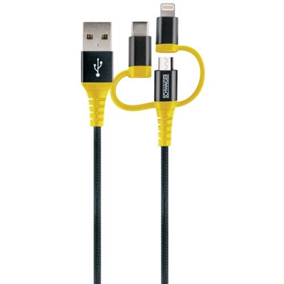 Attēls no Kabel USB Schwaiger USB-A - USB-C + microUSB + Lightning 1.2 m Czarno-żółty (WKUU310511)
