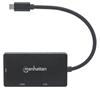 Picture of Manhattan USB-C Dock/Hub, Ports (x3): DVI-I, HDMI and VGA Ports, Note: Only One Port can be used at a time, External Power Supply Not Needed, Cable 10cm, Black, Three Year Warranty, Blister