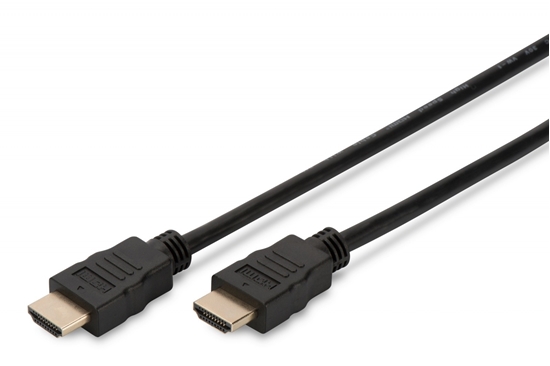 Изображение DIGITUS HDMI HighSpeed Ethernet HDMI, 5m, 4K 30p, gold, sw