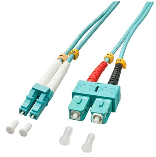 Picture of Lindy 1.0m OM3 LC - SC Duplex fibre optic cable 1 m Turquoise