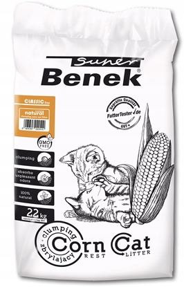Attēls no SUPER BENEK Corn Classic Corn cat litter Natural, Clumping 35 l