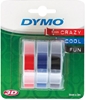 Picture of 3x1 Dymo Embossing Labels Multi-Pack 9mm (red/blue/black)