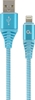 Изображение Gembird USB Male - Lightning Male Premium cotton braided 1m Blue/White