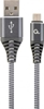 Изображение Gembird USB Male - Micro USB Male Premium cotton braided 2m Space Grey/White