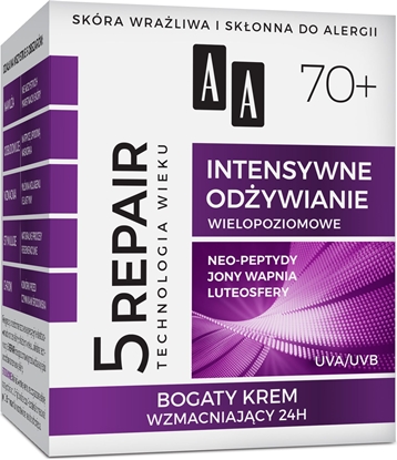 Attēls no AA Technologia Wieku 5Repair 70+ Intensywne Odżywianie Krem intensywnie regenerujący na dzień i noc 50ml