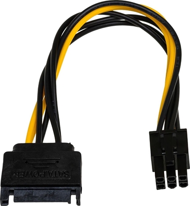 Attēls no Akyga SATA 15-pin - PCIe 6-pin, 0.15m, Żółty (AK-CA-30)