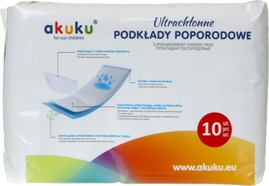 Picture of Akuku Akuku Podkłady poporodowe ultrachłonne - 10 sztuk