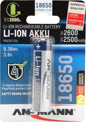 Изображение Ansmann Li-Ion 18650 2600mAh 3,6V Battery 9,36Wh 1307-0000