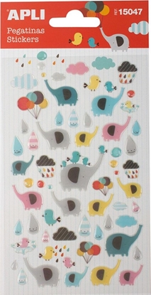Изображение Apli Naklejki APLI Elephants, z brokatem, mix kolorów