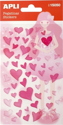 Изображение Apli Naklejki APLI Hearts, z brokatem, różowe