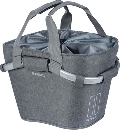 Attēls no Basil Kosz na kierownicę BASIL CLASSIC CARRY ALL FRONT BASKET KF 15L, szary + Płytka mocująca do kosza BASIL KLICKFIX ADAPTER system do mocowania na kierownicę odpinany (bez wspornika) (NEW)