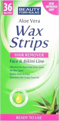 Picture of Beauty Formulas BEAUTY FORMULAS_Wax Strips Hair Remover plastry do depilacji twarzy i okolic bikini Aloe Vera 36szt.